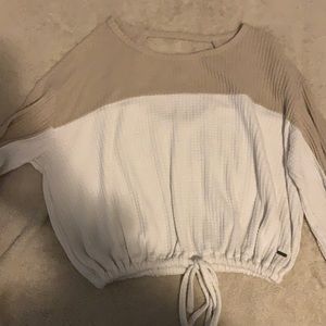 Ballon sleeve waffle top